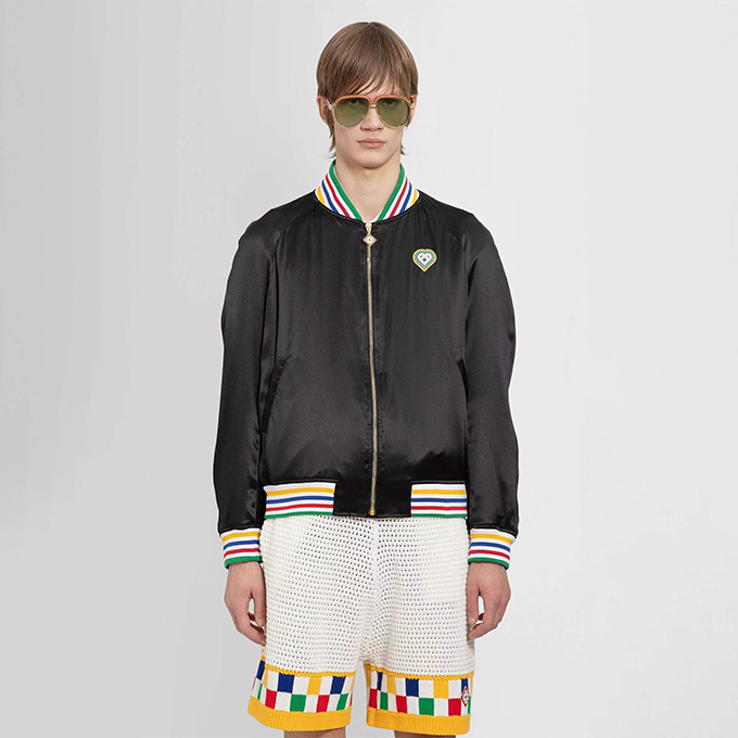 casablanca heart embroidery bomber jacket